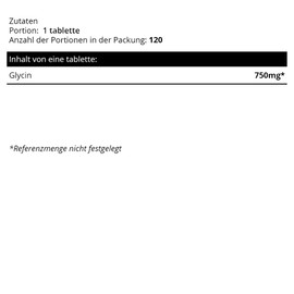 Sowelo - Glycine, 120 tablets of amino acid, high concentration per tablet 750 mg, for 120 days of dietary supplement, contributes to the build-up of collagen