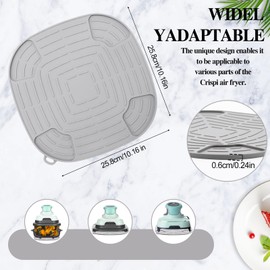 Air Fryer Trivets Silicone for Ninja Crispi, Silicone Heat-Resistan Mat for Ninja Crispi Glass Air Fryer Accessories Reusable 10.16x10.16 Inch, Heat Proof Fit Ninja FN101GY | FN101SG | FN101ST(Gray)