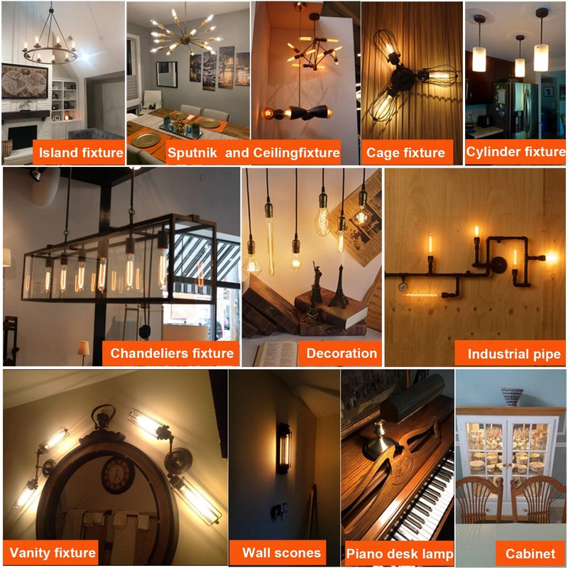 LiteHistory Dimmable E26 Edison Bulb 6W Equal 60 watt Light