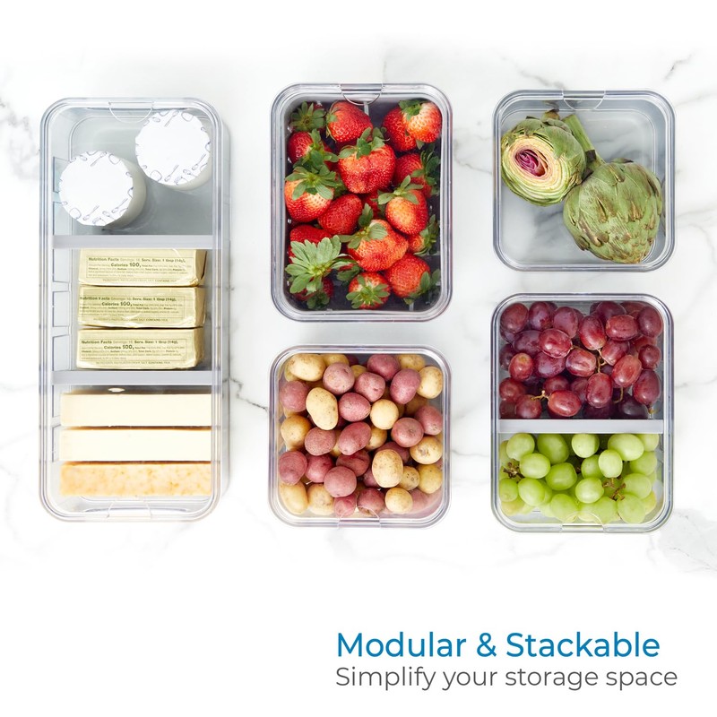 iDesign Crisp 5-Piece Recycled Plastic Refrigerator Organizer Bin Set with