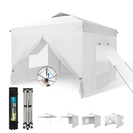 HERA'S PALACE 10x10ft Pop Up Canopy Tent Outdoor Gazebo Shelter with Removable Sidewalls and Mesh Windows, Privacy Easy Up, Waterproof, Easy Setup for Camping Party Event Four Seasons