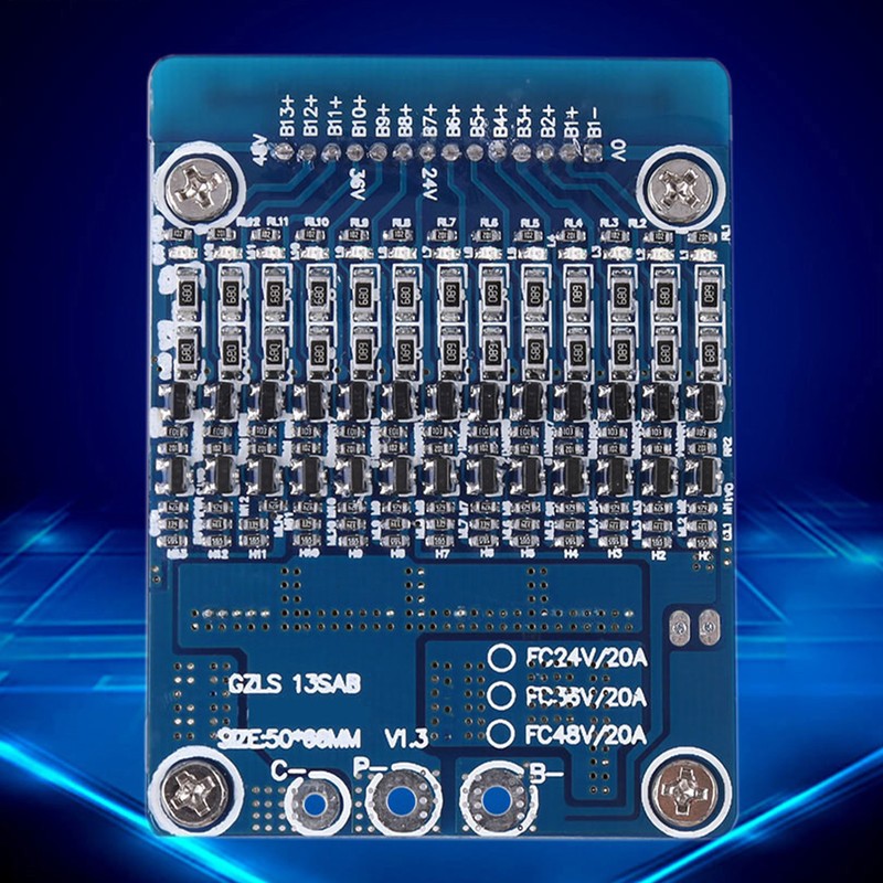 13S 48V 20A Li ion Cell 18650 Battery Protection BMS