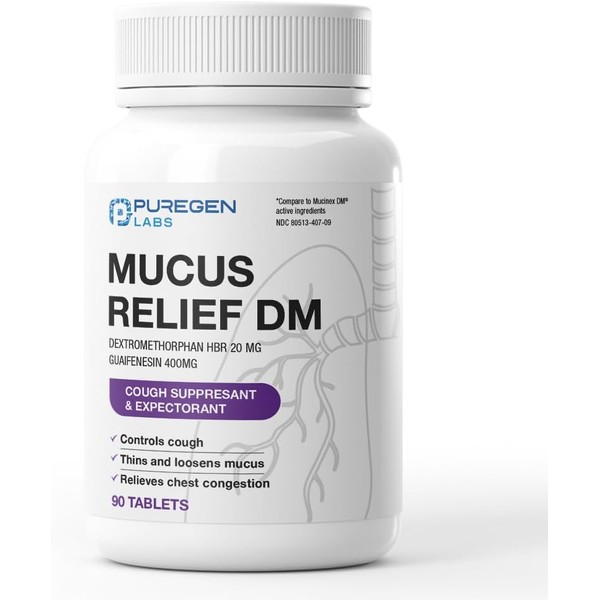 Puregen Labs Mucus Relief DM | Dextromethorphan HBr 20mg |