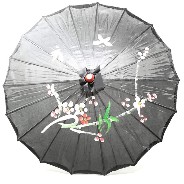 TJ Global 22" Chinese Japanese Umbrella Parasol For Wedding Parties, Photography, Costumes, Cosplay, Decoration (Black)
