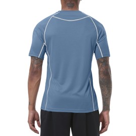 MoFiz UV Shirt Men's Water Swimming Shirt Swimming T-Shirt for Surfing Quick Drying Rash Guard Hiking Functional Shirt, Grey Blue1, L
