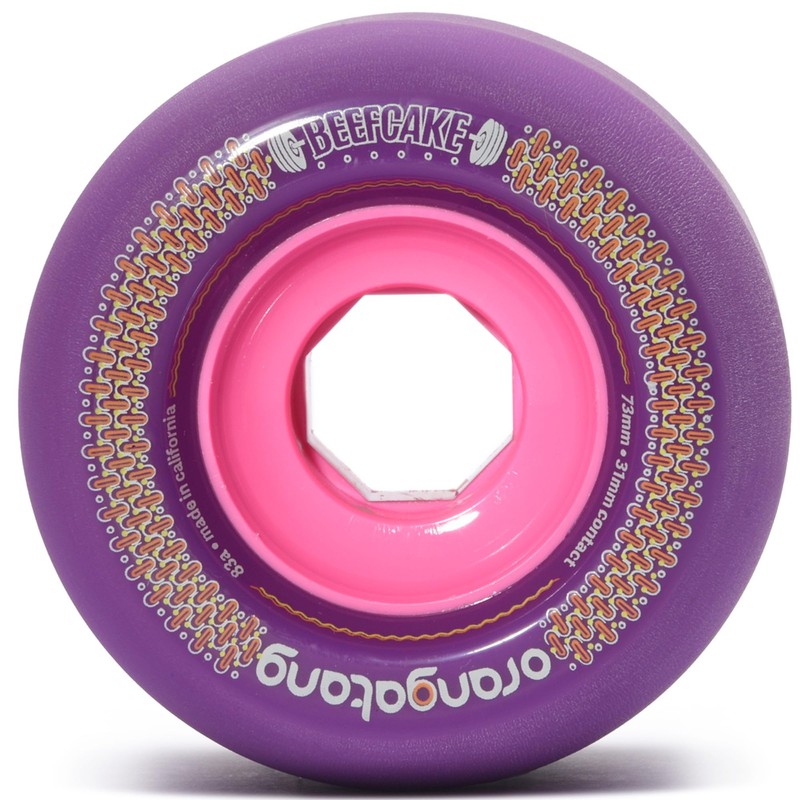 Orangatang Beefcake 73 mm 83a Freeride Longboard Skateboard Wheels (Purple,