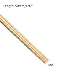 TOP-VIGOR 6Pcs M8 x 50mm Male Brass Threaded Rod, All Thread Brass Rod Bar Studs for Clamps and U-Bolts