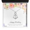 Ginger Lyne Collection Birthday Greeting Card Silver Anchor Heart Necklace