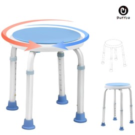 PUFFIO Free Assembly Adjustable Swivel Shower Stool and Bathtub Seat with Anti-Slip Rubber Tips for Safety and Stability with Swivel Seat