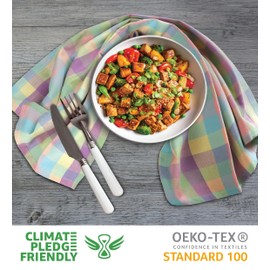 Urban Villa Kitchen Towels Set of 6 Buffalo Checks Easter Kitchen Towels Size 20”X30” Inches 100% Cotton Highly Absorbent KitchenTowels Premium Quality Ultra Soft Mitered Corners KitchenTowels