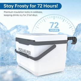 POOL HELPER Pool Cooler for Above-Ground Pools - 13L Insulated Hard Cooler with 72-Hour Ice Retention, UV-Resistant Design, Portable Pool Accessories for Beach, Camping, Poolside & Outdoor Use