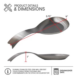 Stainless Steel Utensil Holder Spoon Rest for Stove Top with Elegant Approach by EXULTIMATE Kitchen Silverware
