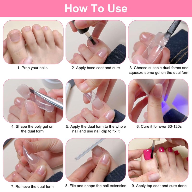 Pack of 150 Polygel Nail Shapes for Toes, 15 Sizes,