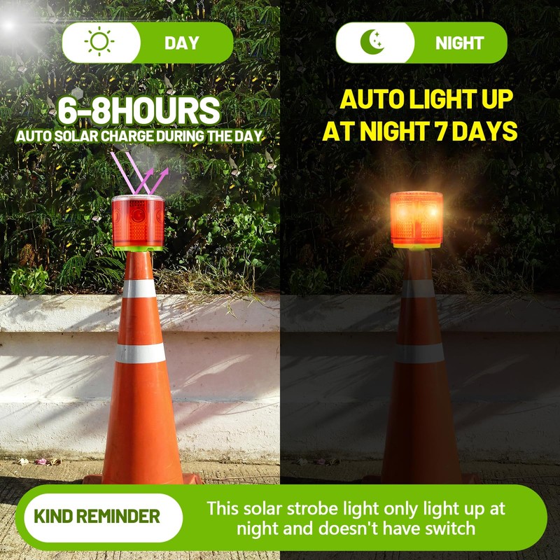 Kittmip 2 Pcs Solar Strobe Warning Traffic Light 360 Degree