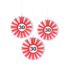 Folat 62530 30th Birthday Traffic Sign Honeycomb Fan, Multi Color
