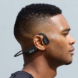 DHBY Swimming Headphones Bone Conduction Open Ear Headset MP3 Player Built-in 32G Memory IP68 Underwater Waterproof Stereo Bluetooth Earphone LED Screen for Driving Bicycling Running Skiing-S10 Red