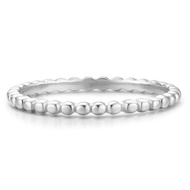 BLOSSOM & HUE Minimalist Ring [Ball Series] for Women [Size 6] [.925 Sterling Silver] - Dainty Vintage Beaded Band [Hypoallergenic]