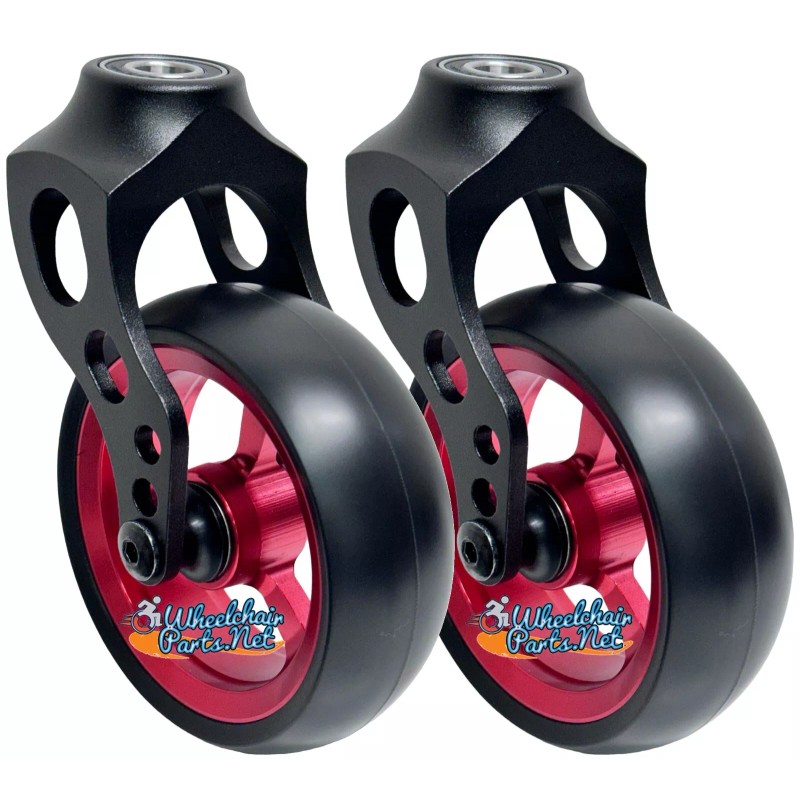 Wheelchairparts.Net 4" x 1.40" Caster Fork Assemblies - 4"x1.40" Pink