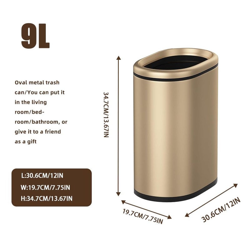 LEASYLIFE 9L/2.4GALSlim Bathroom Trash Can, 12 * 7.75 * 13.67