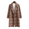 CHARTOU Women's Winter Oversize Lapel Collar Woolen Plaid Double Breasted