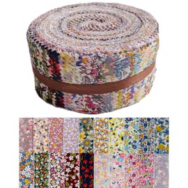 Jelly Roll Fabric - 20 Assorted Floral Prints, 100% Cotton Quilting Fabric, 40 Pre-Cut Strips (2.5 x 44 Inch) for Quilting, Sewing, and DIY Projects- Warm Autumn