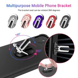 HENGBANG Multipurpose Phone Bracket, Phone Ring Holder - Two in ONE Multipurpose Mobile Phone Bracket Holder Stand 360 Degree Rotation for Car Home, Multiple-Angle Car Phone Mount (Blue)