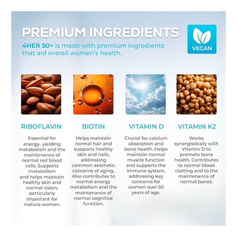 4Her Multi Vitamins For Women 50+ 60 Vegan Tablets