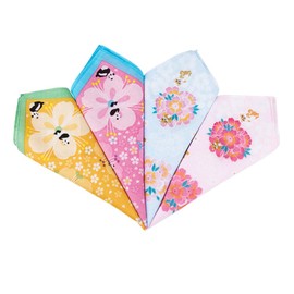 HOULIFE Girls Boys 100% 60S Combed Cotton Handkerchiefs Cute Cartoon Floral Print Pattern Hankies for Kids Children Students 4/8 Pieces 40x40cm