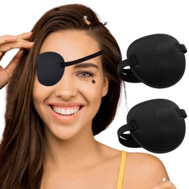 THSIREE 2PCS Eye Patch, Medical Eye Patches, Adjustable Eye Patch, Soft Amblyopia Lazy Eye Patches Eye Patches for Adults and kids, Black
