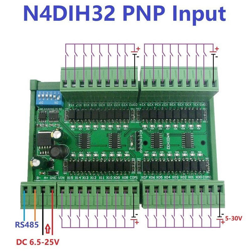 RS485 Input Controller 32 Channel DIN Rail Isolated PLC Switch