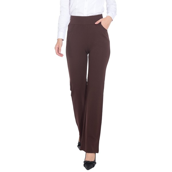 ZTN Brown Dress Pants Women High Waist Work Pants Stretchy