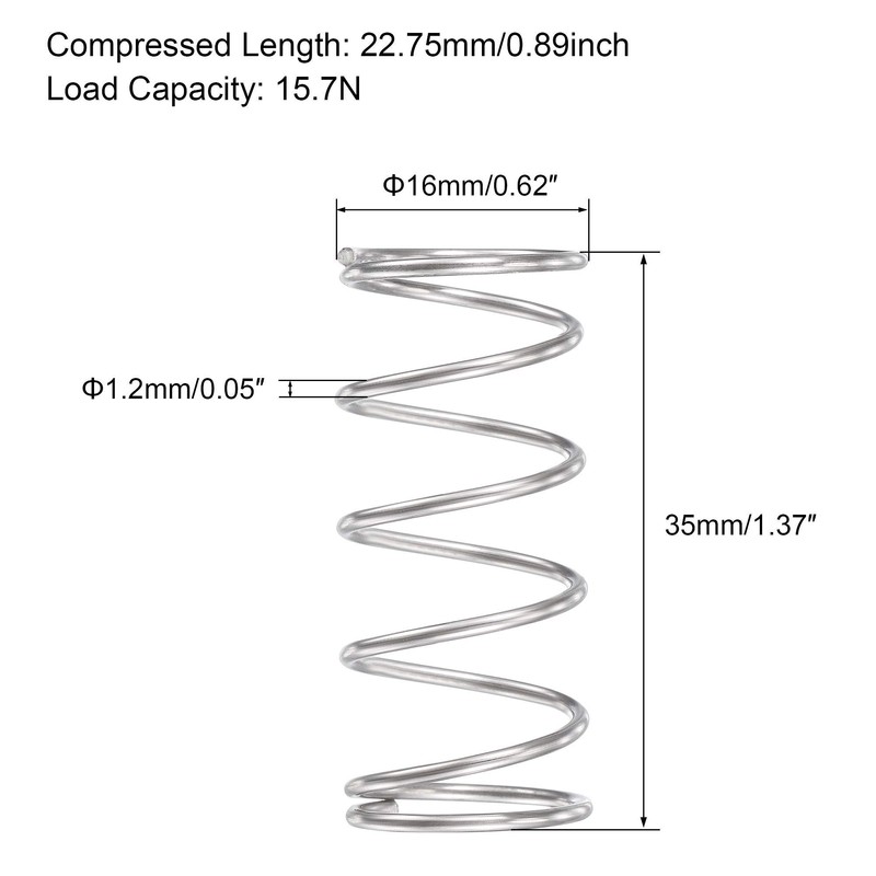 sourcing map Compression Spring, 304 Stainless Steel Compression Springs, Silver
