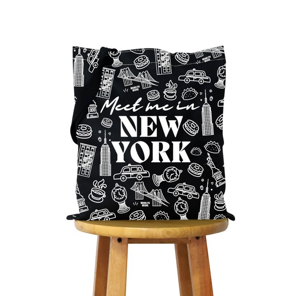 WCGXKO New York Gift New York Bachelorette Party Gift New York Vacation Tote Bag (NEW YORK balck tote)
