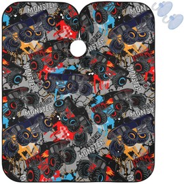 visesunny Monster Truck Car Pattern Barber Cape Anti-Static Hair Cutting Cape with Snap Closure Professional Salon Polyester Cape Barber Water-Resistant Hairdressing Cape Adjustable Snap for Hairstyli