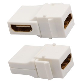 AAOTOKK 90 Degree HDMI Keystone Adapter Gold-Plated 90 Degree HDMI Female to Female for Full HD 1080p, 3D 60Hz Coupler Adapter for Buckle Mounting Wall Plate Socket Panel (White/2 Pieces)