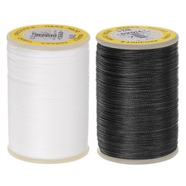 HARFINGTON 2pcs Thread for Sewing Upholstery Thread 328 Yards 300m Waxed Polyester Thread Wear-Resistant Anti-Stretch Embroidery Cord String Cotton Thread for Quilting Leather, White & Black