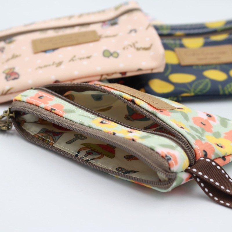 loco animo Pouch, Double Zipper, Strap, Lightweight, Cute, Animal Pattern,