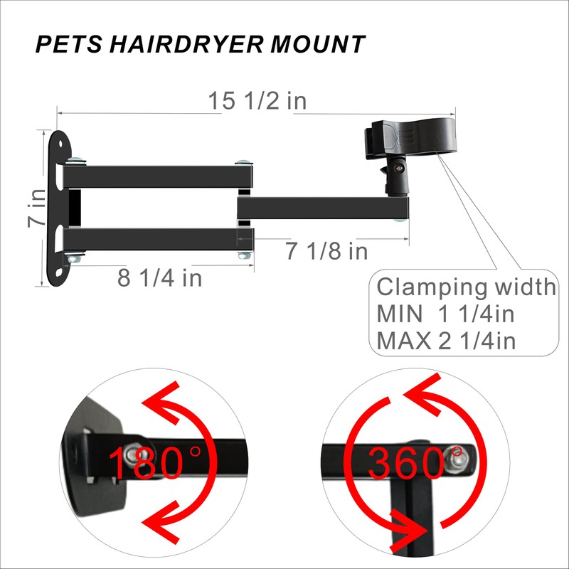 Pet Hair Dryer Wall Mount Stand Hose Tube Holder: Hands-Free