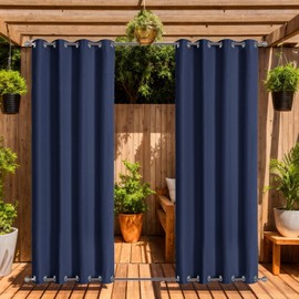 LiveGo Outdoor Curtain for Garden Patio Gazebo Pergola Waterproof Windproof 2 Panels Outdoor Curtains Pergola Gazebo Curtains Heat Insulated UV Protection (Navy, 55 x 96 Inch)