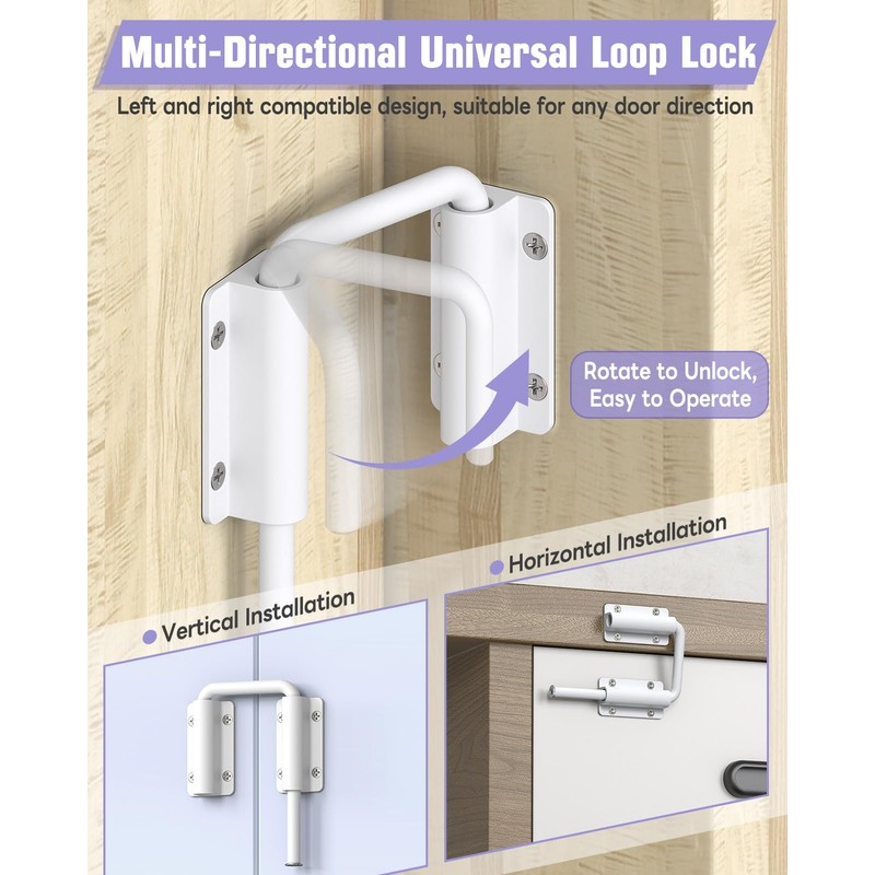 Anobeyi Multi-Angle Sliding Door Loop Lock, 90/180 Degree Aluminum Alloy