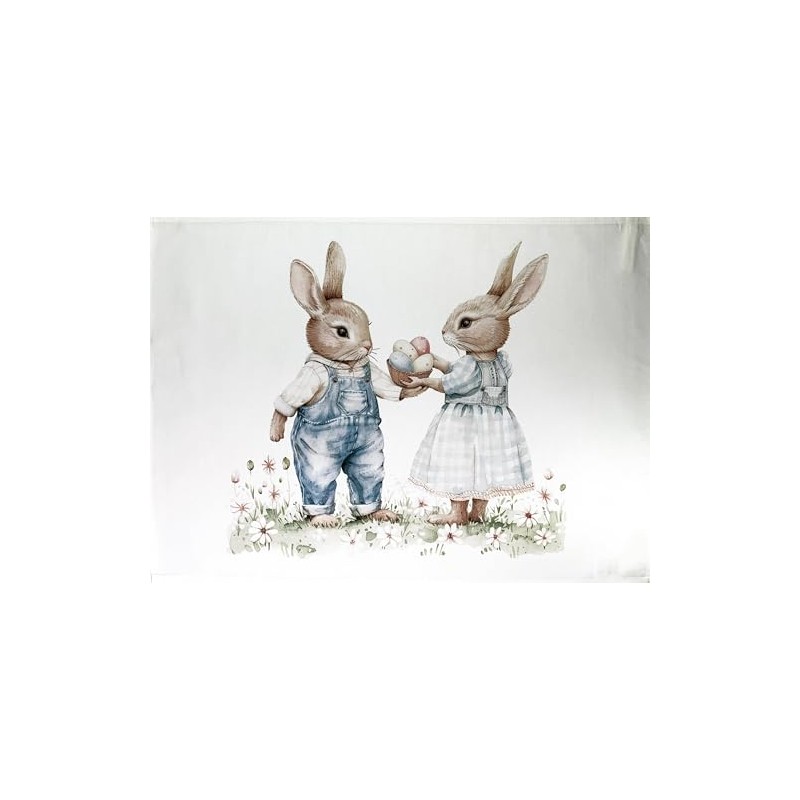 Half a Donkey Easter Bunnies couple with eggs large cotton