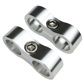 Billet Aluminum Hose Line Separator 12AN Nylon/Steel Braided Pipe Tube 23.8mm ID Clamp Tooling For AN12 Dual Oil Fuel Water Hose Silver, Pack of 2