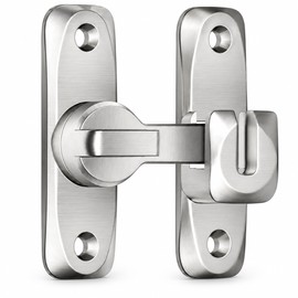 Flip Door Latch Lock, 90/180 Degree Zinc Alloy Sliding Bolt Latch for Doors, Gates & Cabinets, Silver