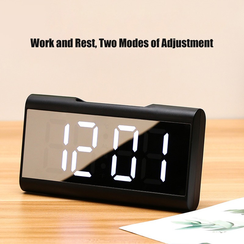 Alarm Clock LED Digital Display Mirror USB Charging Desktop Clock