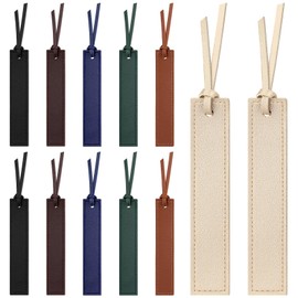 kdafio 12 Pcs Leather Bookmark, Classic Stitched Bookmark with Leather Rope, Bookmarks for Men, Handmade Stitched Book Marks Page Markers for Book Reader Teachers Students School Office