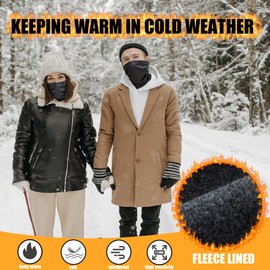 2 Pack Winter Neck Warmer & Ski Face Mask for Men&Women - Cold Weather Fleece Neck Gaiter for for Skiing, Running, Motorcycle (Black + Black)