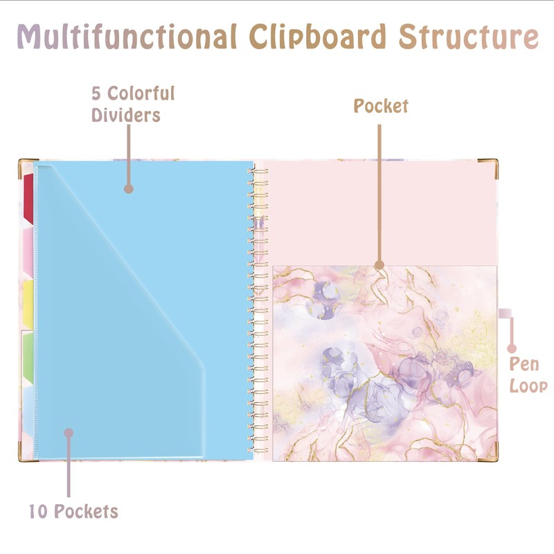 HAUTOCO Clipboard Folder with Replaceable Lined Notepad, Spiral Clipboard Folio