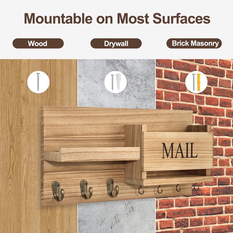 Lwenki Mail Organizer for Wall Mount – Key Holder with