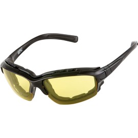 WYND Blocker Motorcycle Riding Glasses Extreme Sports Wrap Sunglasses, Black, Yellow Night Driving