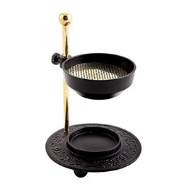 NKlaus Smoke Burner Modern Style Made of Brass Powder-Coated Black Gold Height Adjustable with Strainer Operating Mode Tea Light for Incense Resins and Incense 4019
